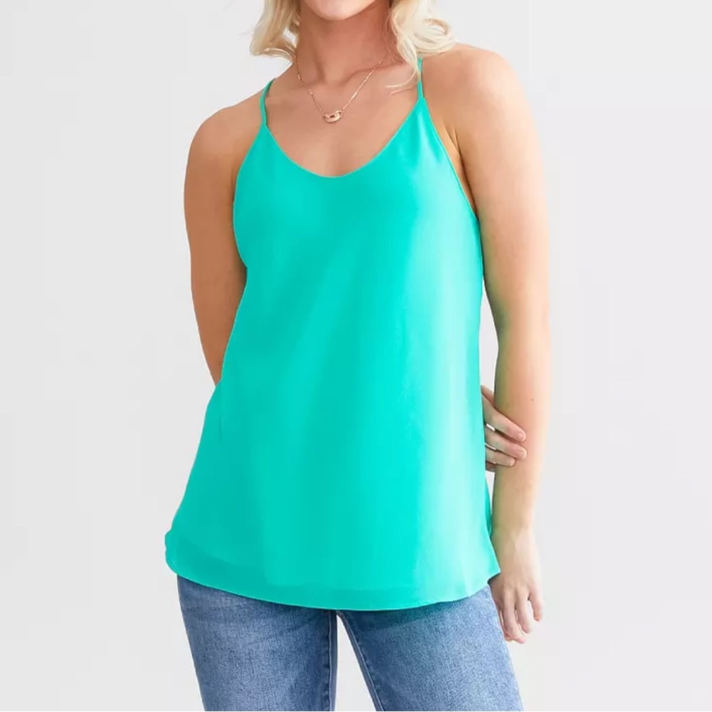 Elegant Vibrant Teal Green Sleeveless Top